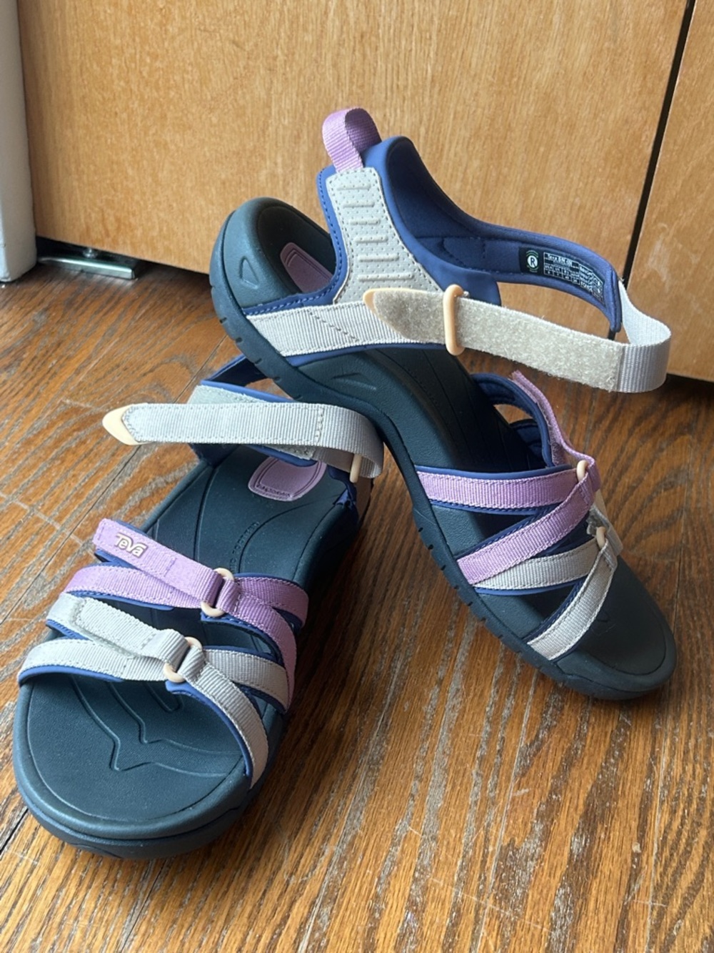 Teva Women's Strappy Sandals in Pink, Beige and Black - Picture 3 of 5